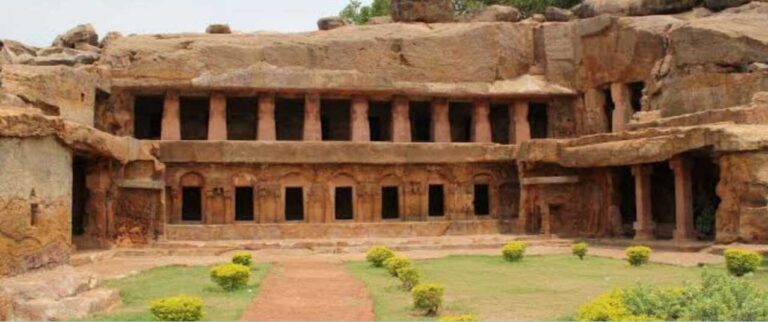 khandagiri cave made of stone and its a historic place.