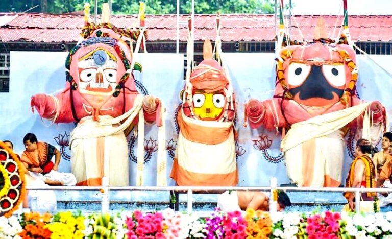 Lord Balabhadra, Lord Jagannath and Goddess Subhadra on the occasation of snana purnima